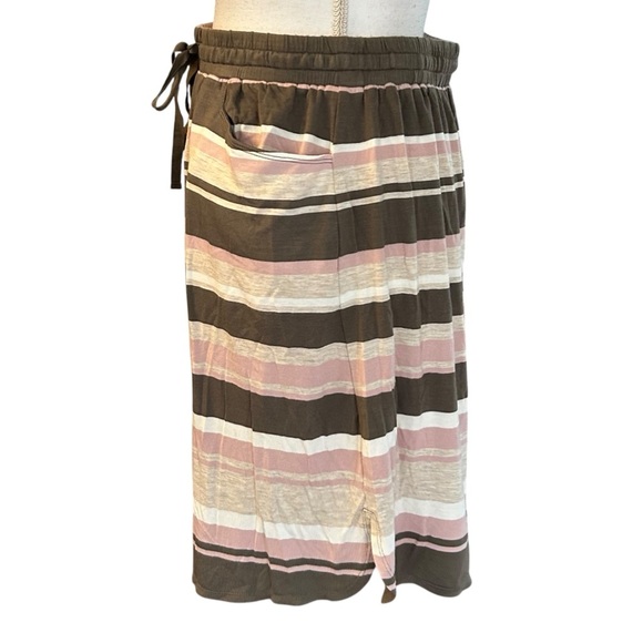 Max Studio Pull On Striped Jersey Knit Casual Skirt Women’s SZ Small Olive NEW - Picture 3 of 6